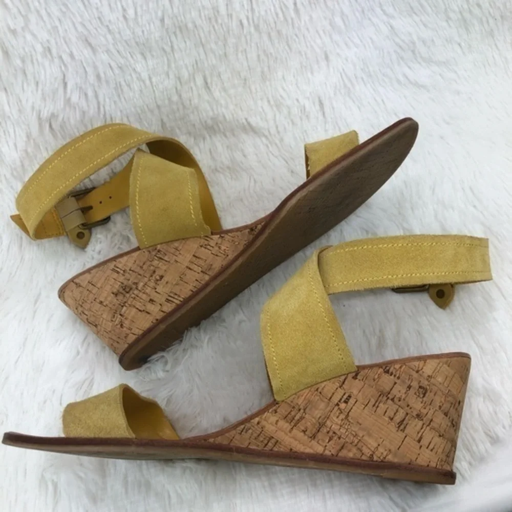 DOLCE VITA Mustard Yellow Cork Heel Wedges EUC.